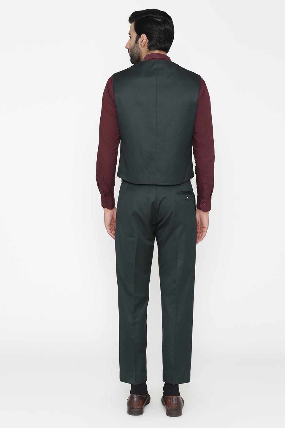 Polyester Cotton Green Vest and Pant Set