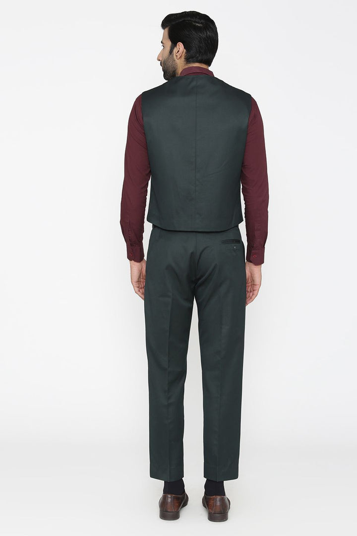 Polyester Cotton Green Vest and Pant Set