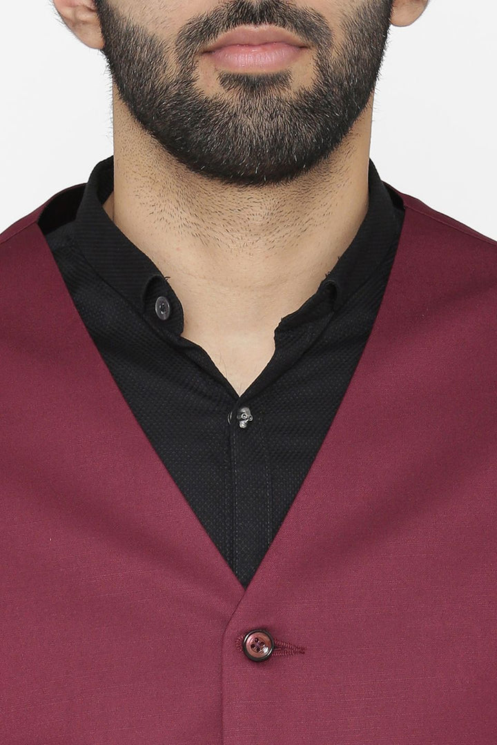 Polyester Cotton Purple Vest and Pant Set