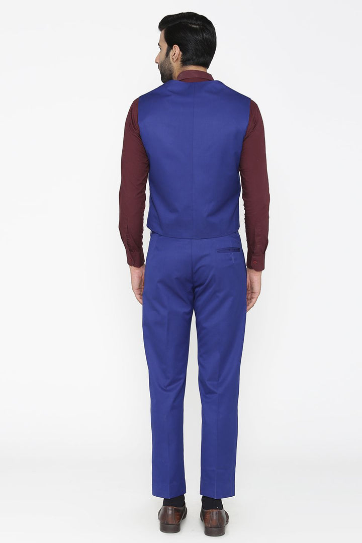 Polyester Cotton Blue Vest and Pant Set