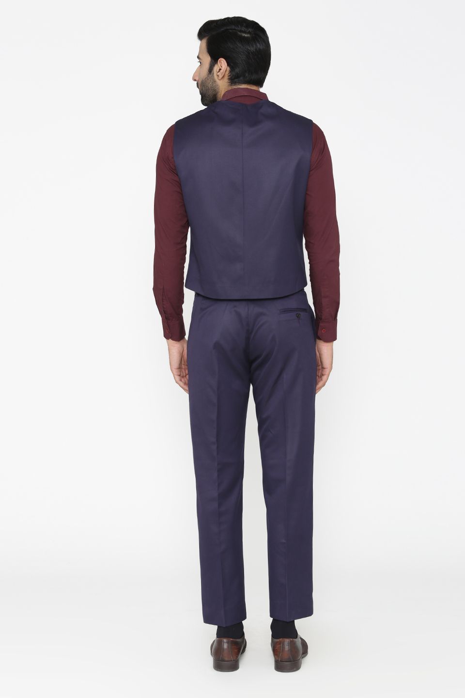 Polyester Cotton Blue Vest and Pant Set