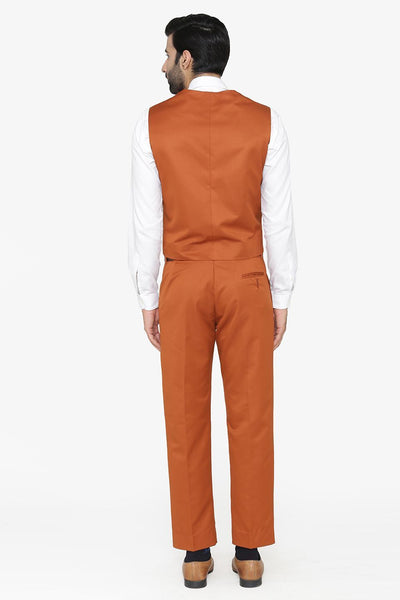 Polyester Cotton Orange Vest and Pant Set