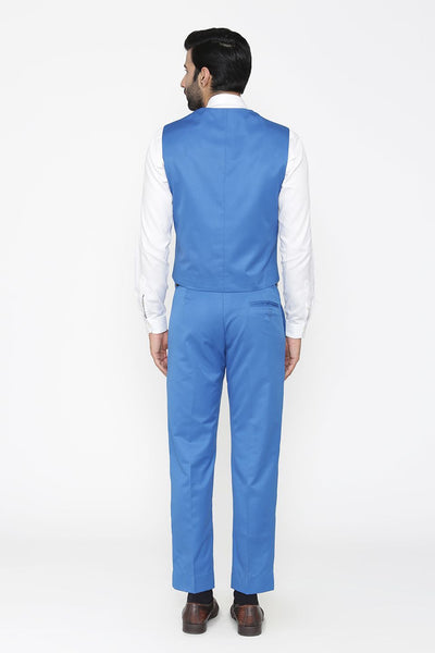 Polyester Cotton Blue Vest and Pant Set