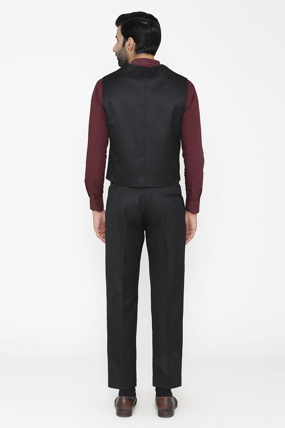 Polyester Cotton Black Vest and Pant Set