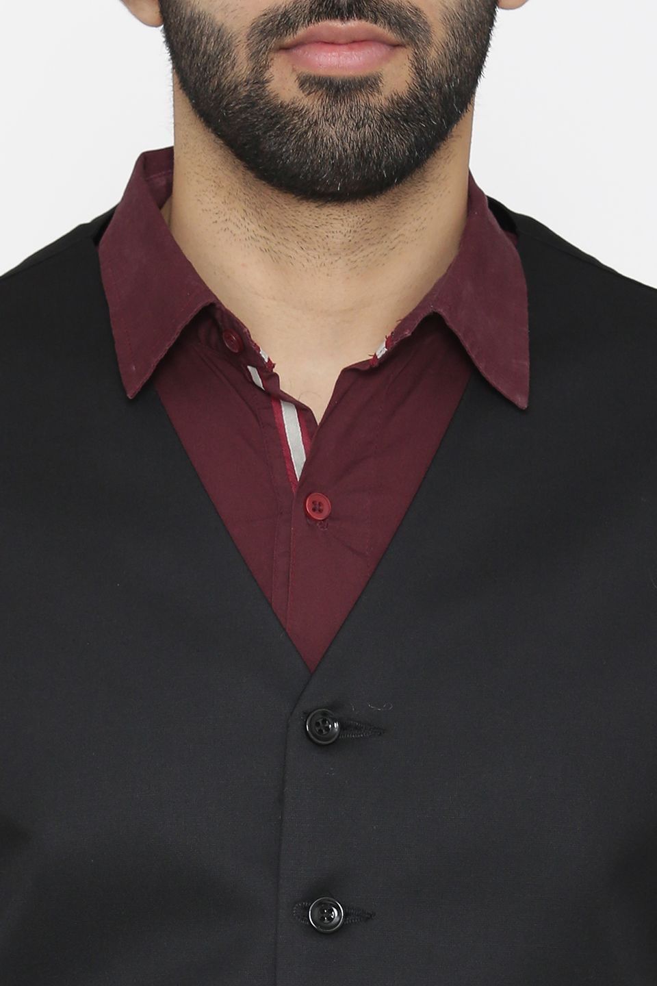 Polyester Cotton Black Vest and Pant Set