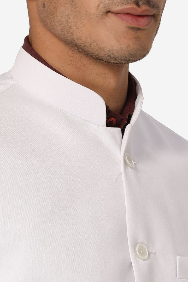 WINTAGE Men's Poly Cotton Casual and Evening Vest & Pant Set : White
