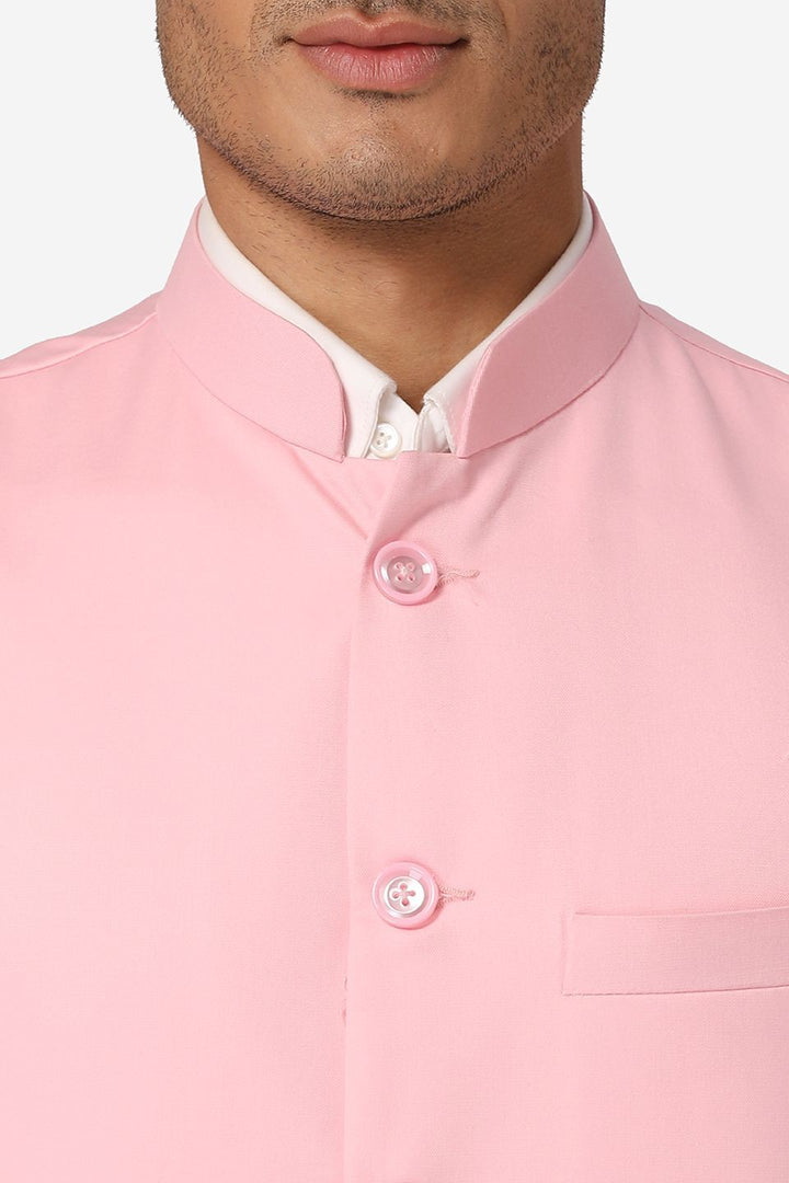 WINTAGE Men's Poly Cotton Casual and Evening Vest & Pant Set : Light Pink