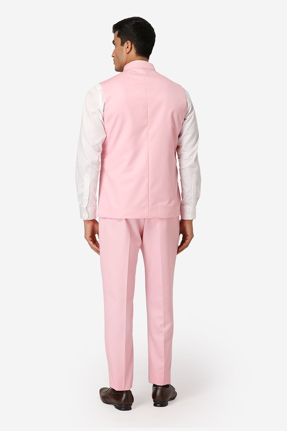 WINTAGE Men's Poly Cotton Casual and Evening Vest & Pant Set : Light Pink