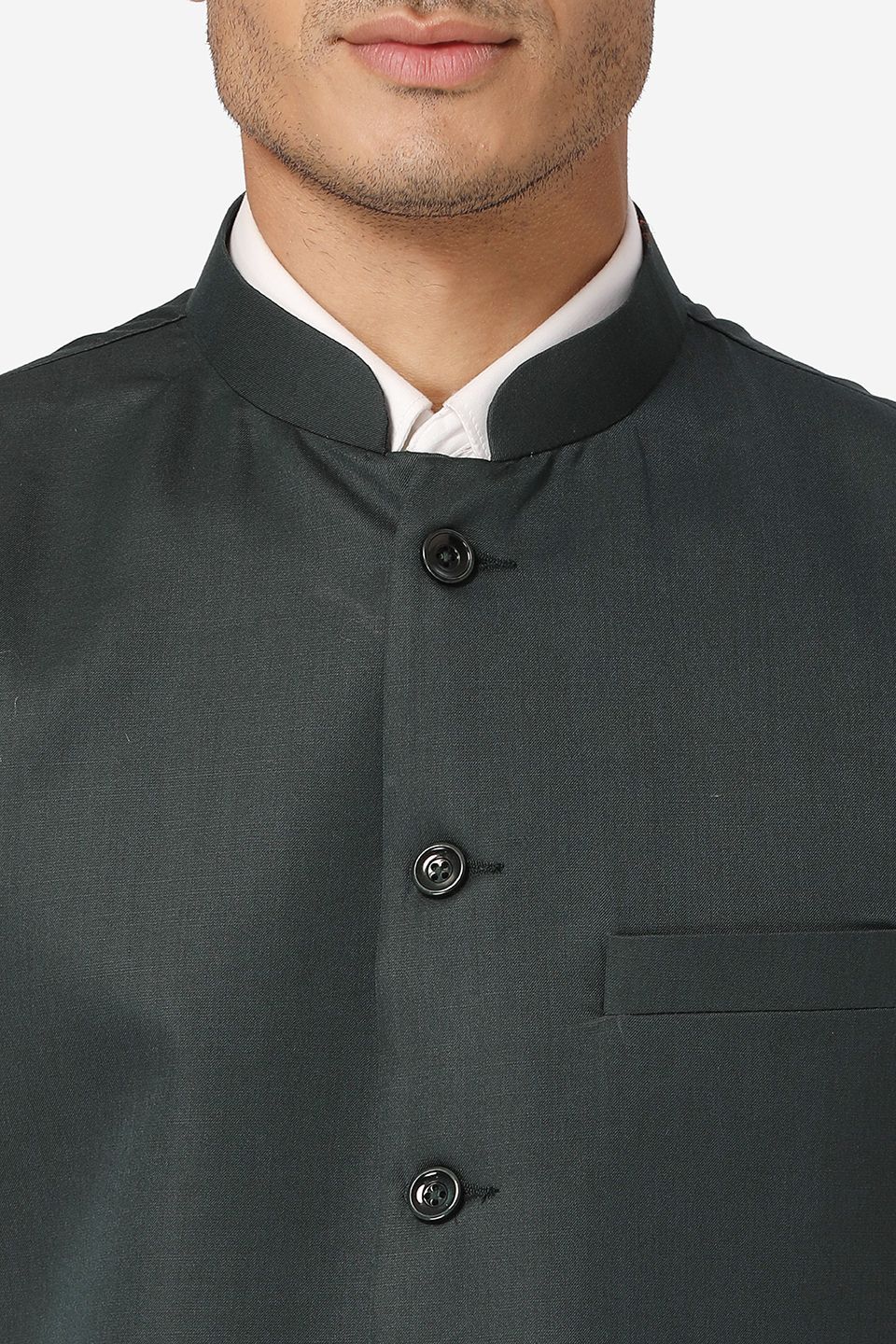 WINTAGE Men's Poly Cotton Casual and Evening Vest & Pant Set : Dark Green