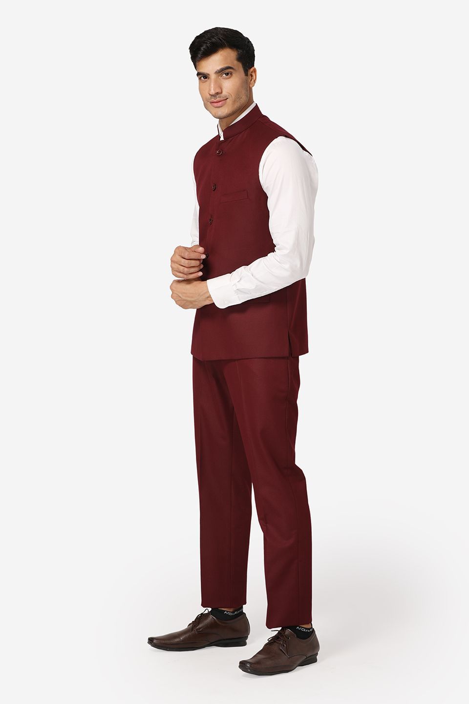 WINTAGE Men's Poly Cotton Casual and Evening Vest & Pant Set : Purple