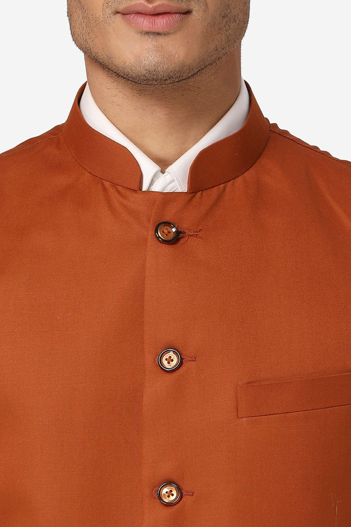 WINTAGE Men's Poly Cotton Casual and Evening Vest & Pant Set : Orange
