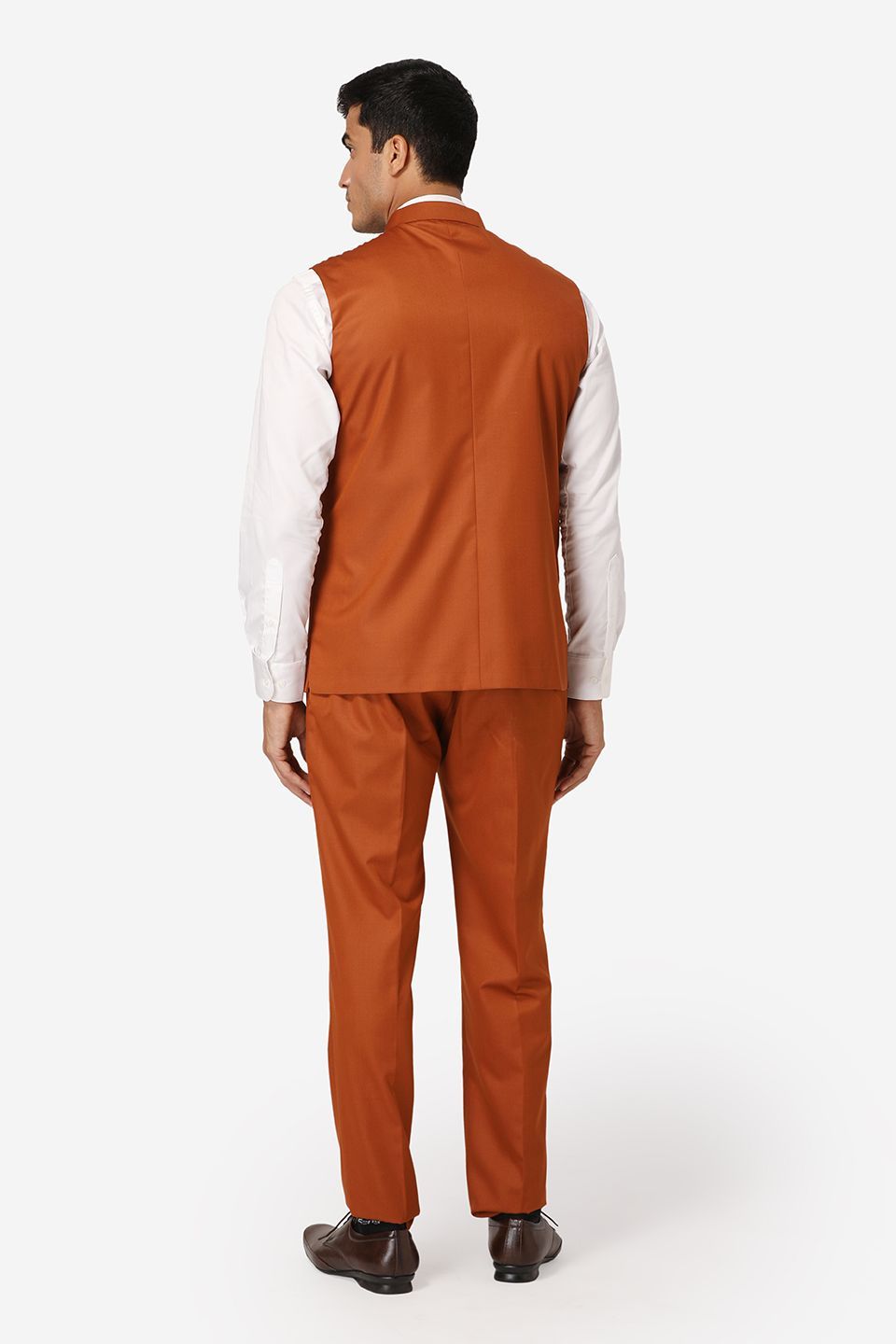 WINTAGE Men's Poly Cotton Casual and Evening Vest & Pant Set : Orange