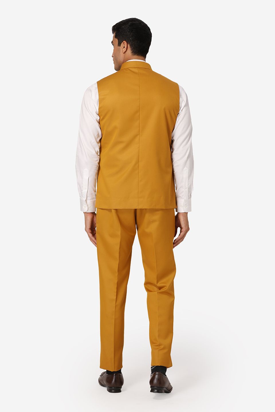 WINTAGE Men's Poly Cotton Casual and Evening Vest & Pant Set : Brown