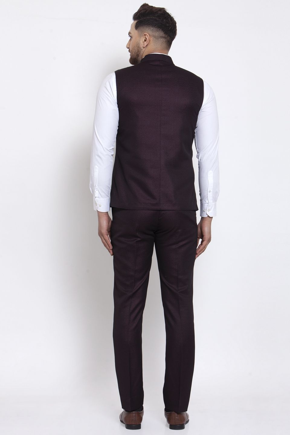 Wintage Men's Poly Blend and Evening Vest & Pant Set: Brown