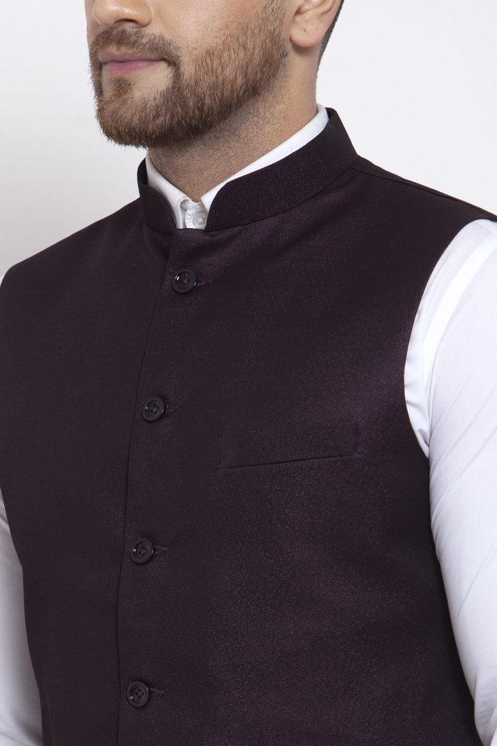Wintage Men's Poly Blend and Evening Vest & Pant Set: Brown
