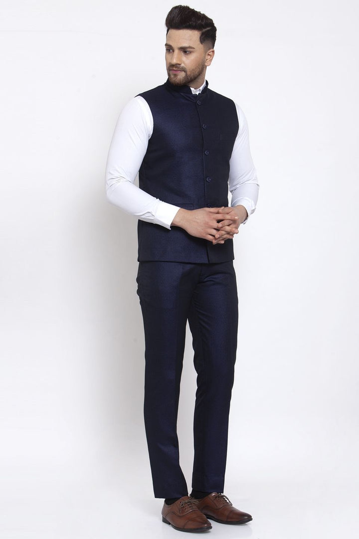 Wintage Men's Poly Blend and Evening Vest & Pant Set: Brown