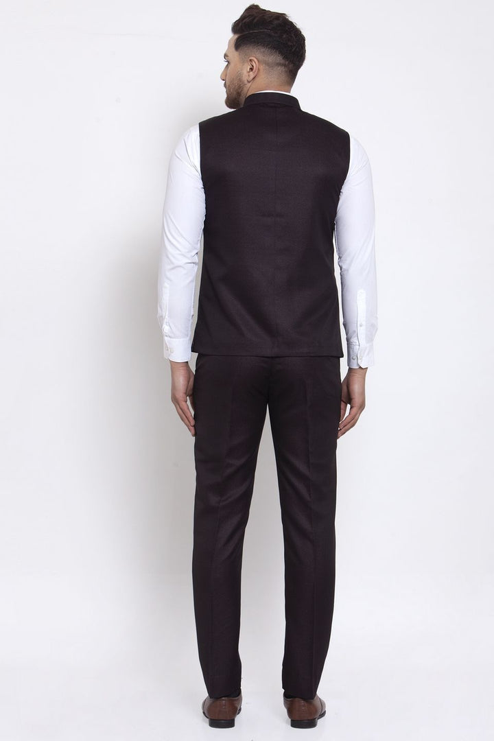 Wintage Men's Poly Blend and Evening Vest & Pant Set: Brown