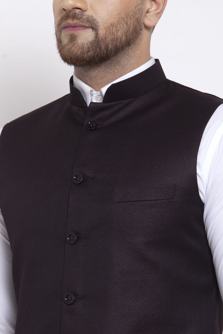 Wintage Men's Poly Blend and Evening Vest & Pant Set: Brown