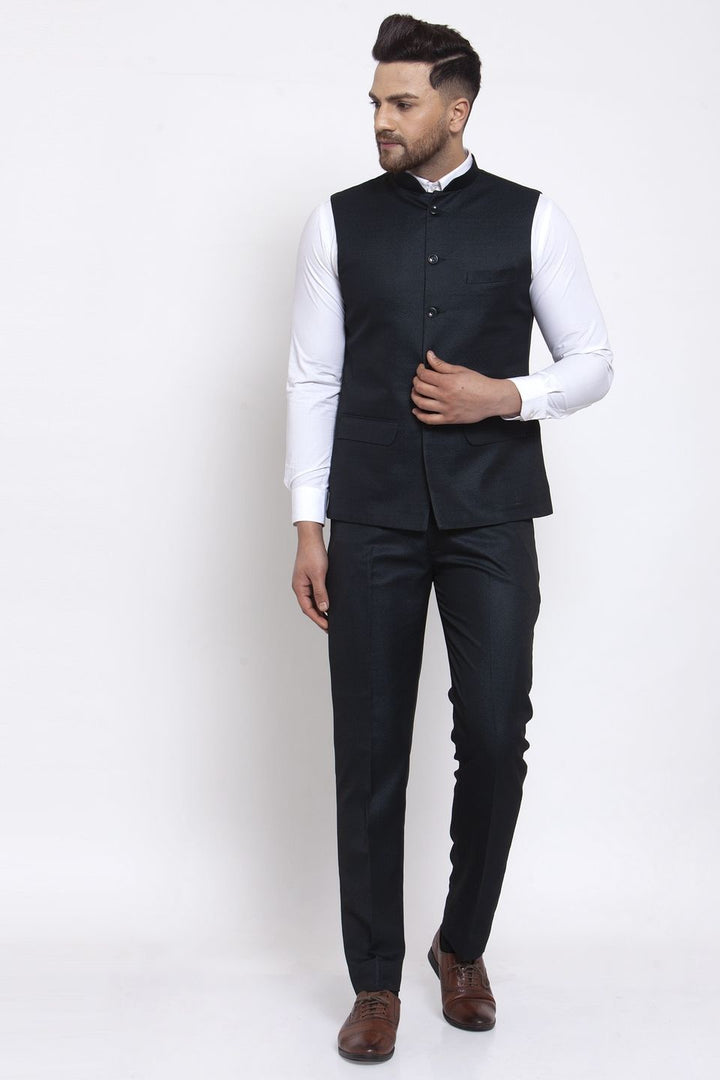 Wintage Men's Poly Blend and Evening Vest & Pant Set: Brown