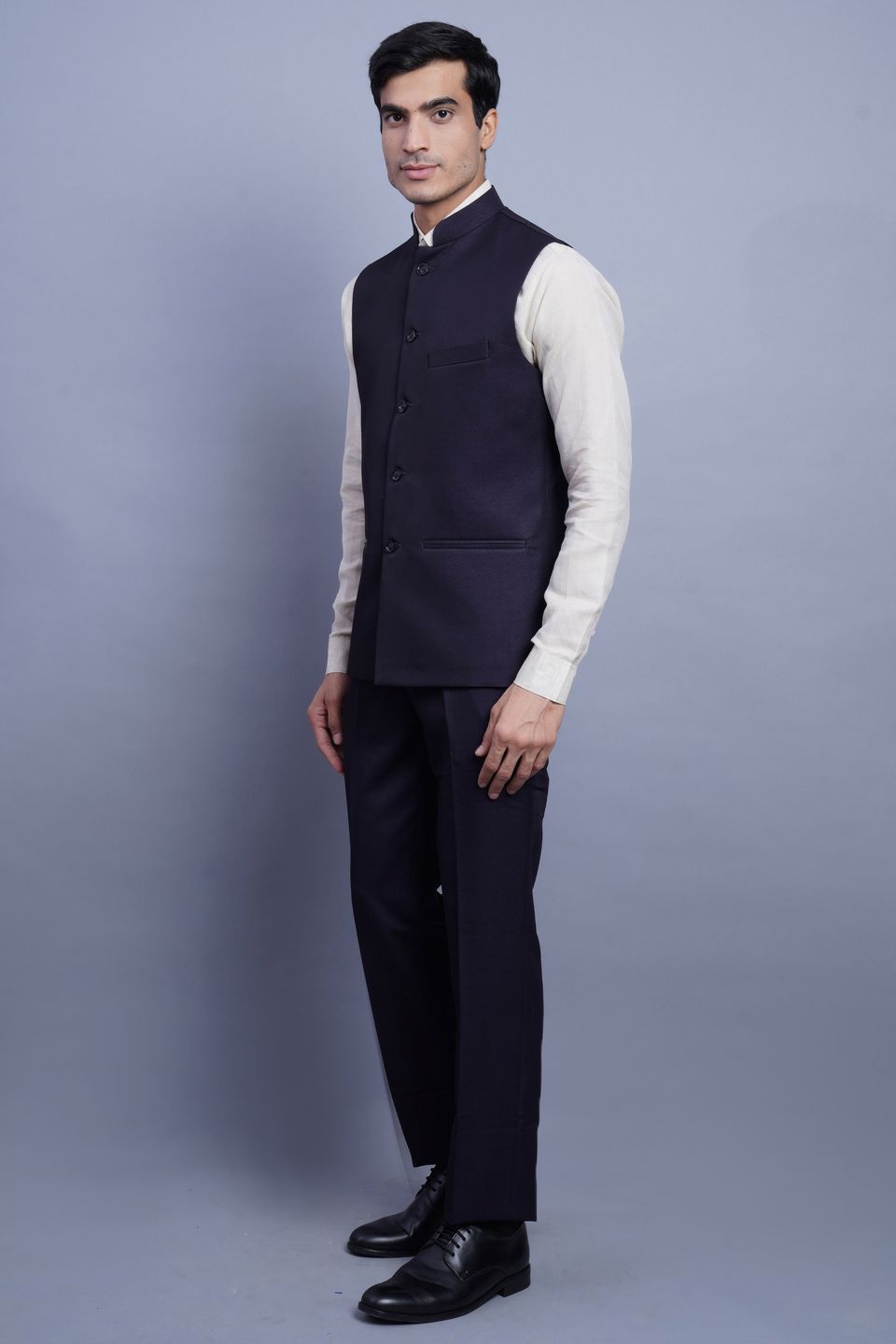 Poly Blend Violet Vest and Trouser Set