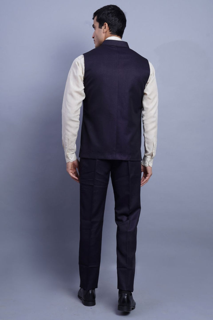 Poly Blend Violet Vest and Trouser Set