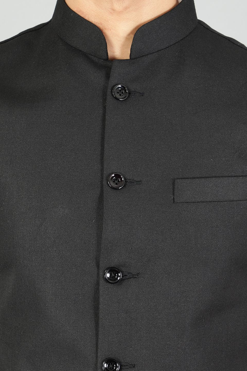 Polyester Cotton Plain Black  Vest and Trouser Set