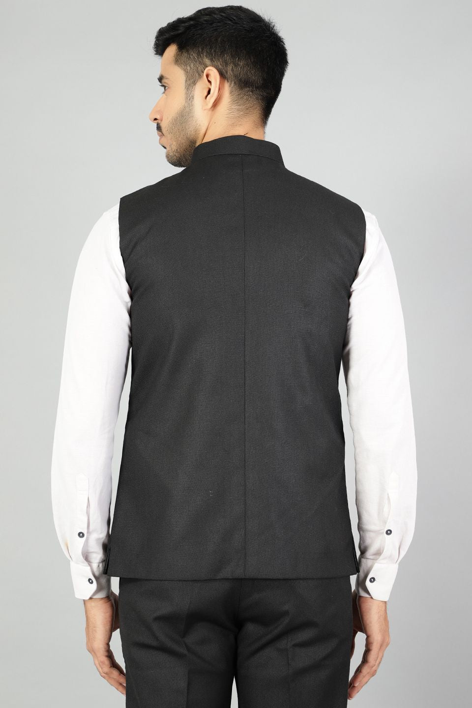 Polyester Cotton Plain Black  Vest and Trouser Set