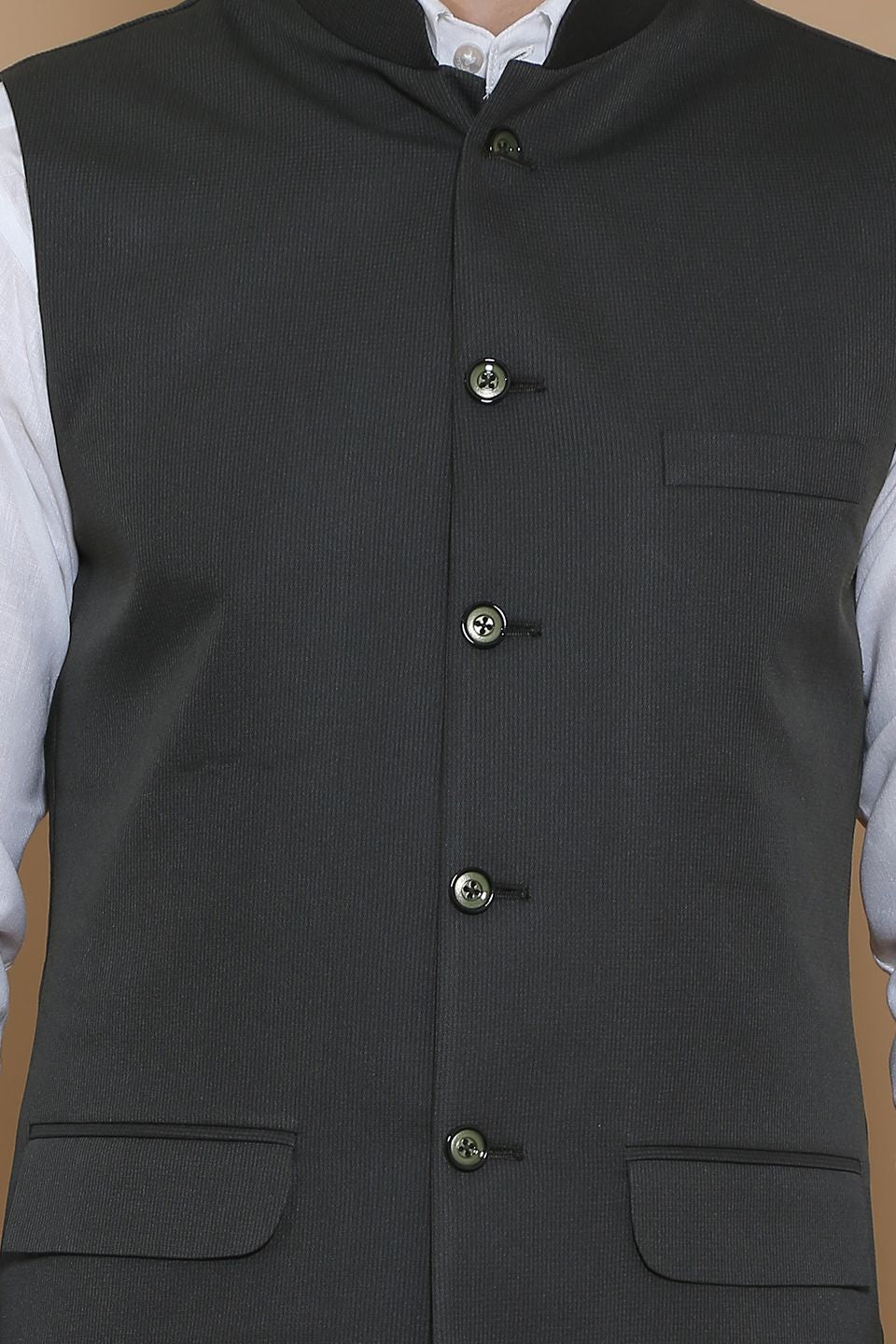 Poly Viscose Green Vest and Trouser Set