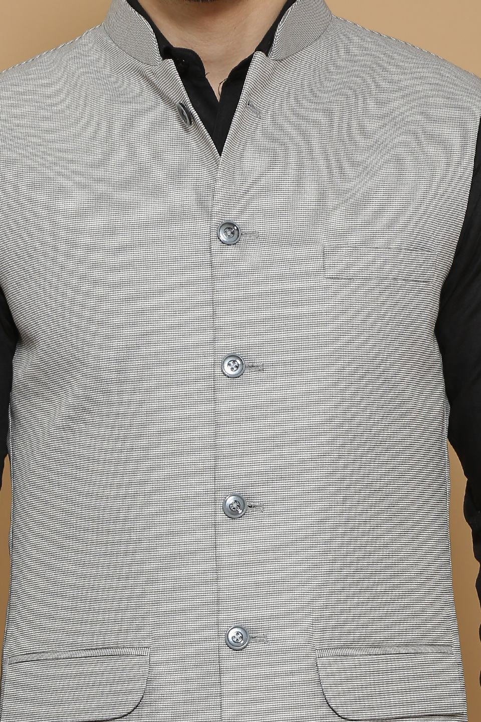 Poly Viscose Grey Vest and Trouser Set