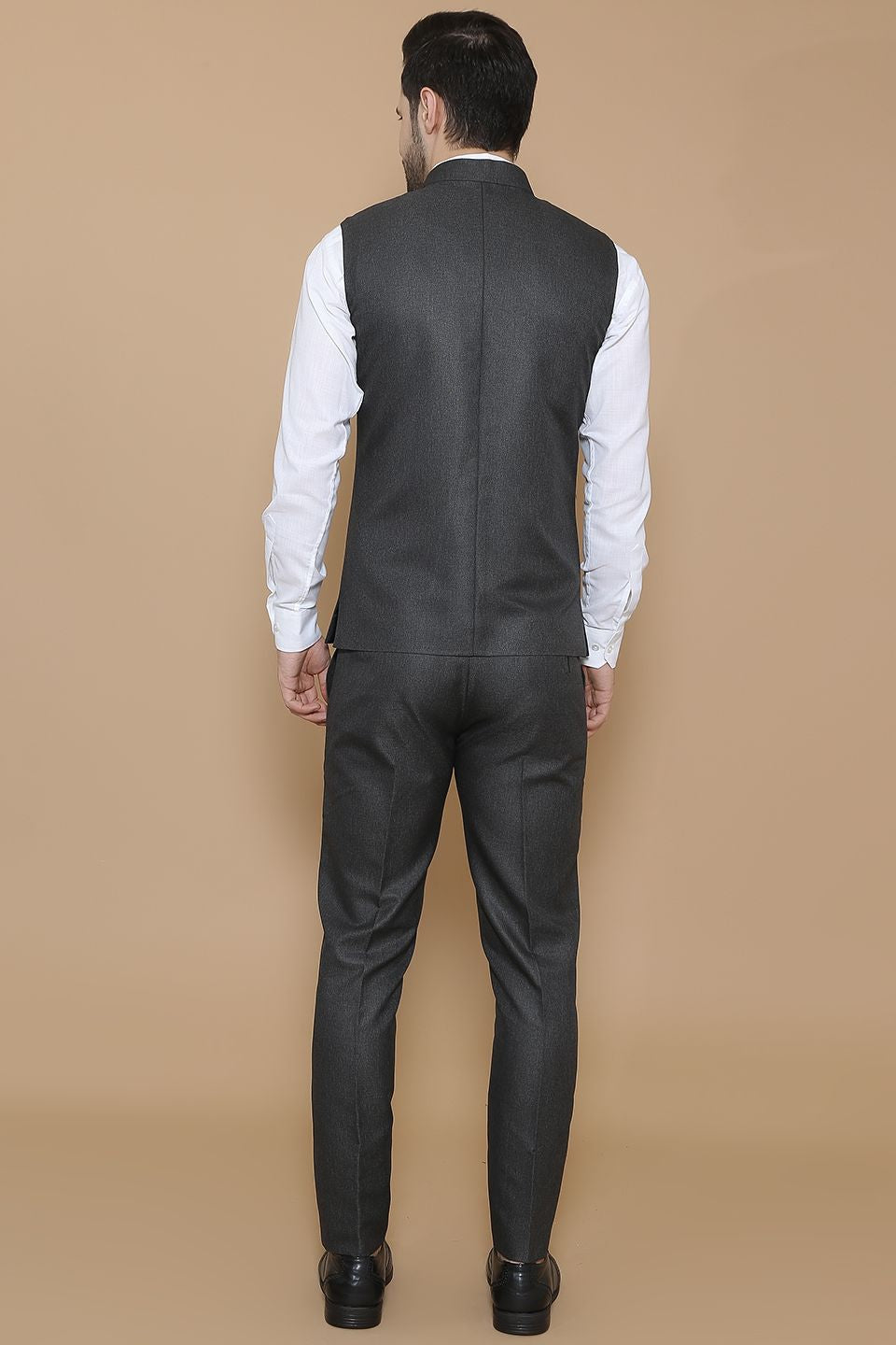 Poly Viscose Black Vest and Trouser Set