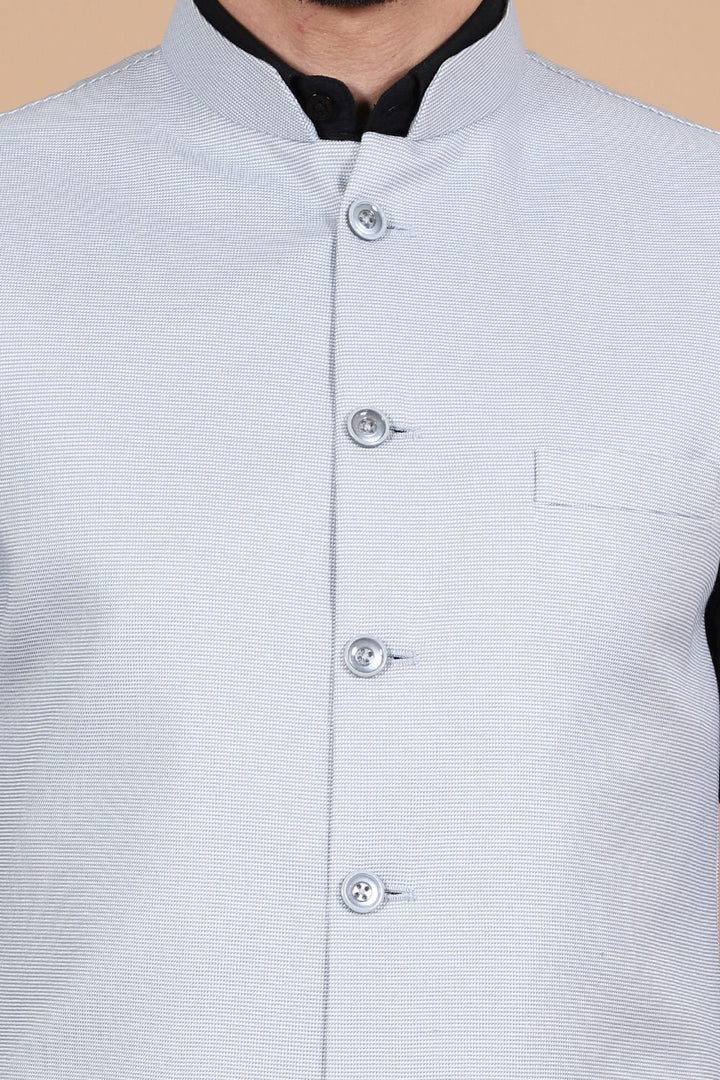 Polyester Cotton Silver Vest and Trouser Set