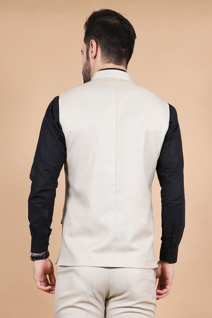 Polyester Cotton Beige Modi Nehru Jacket