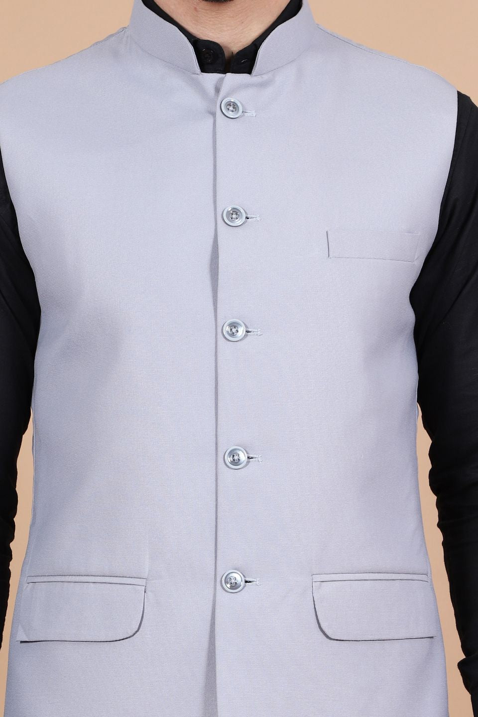 Polyester Cotton Grey Vest and Trouser Set