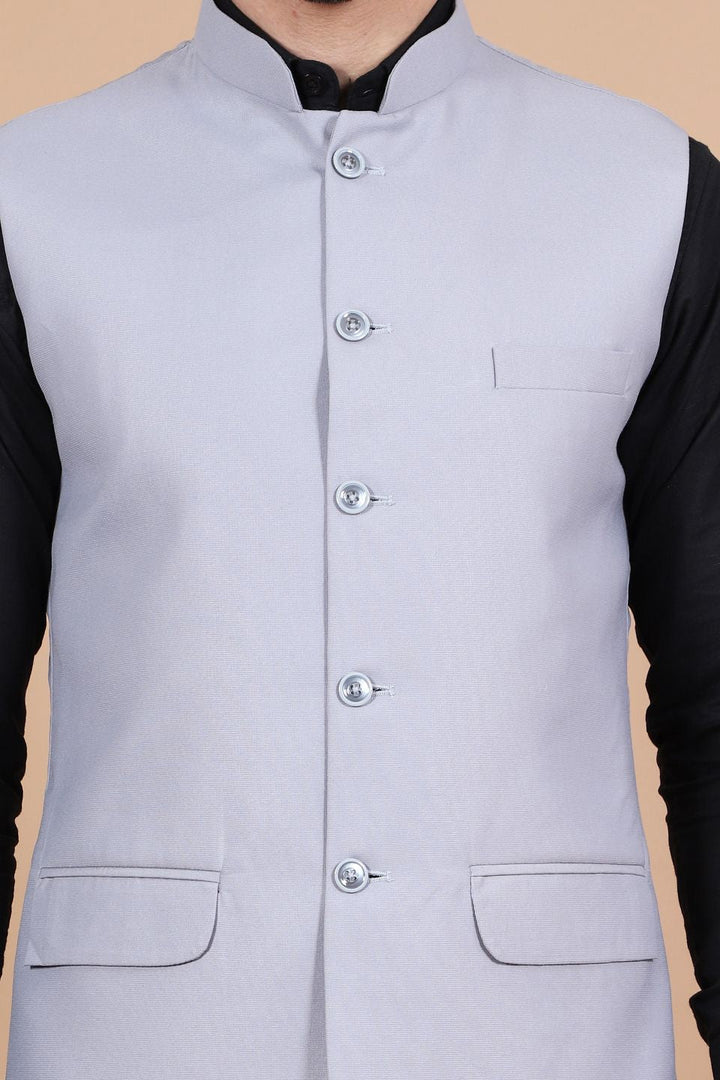 Polyester Cotton Grey Vest and Trouser Set