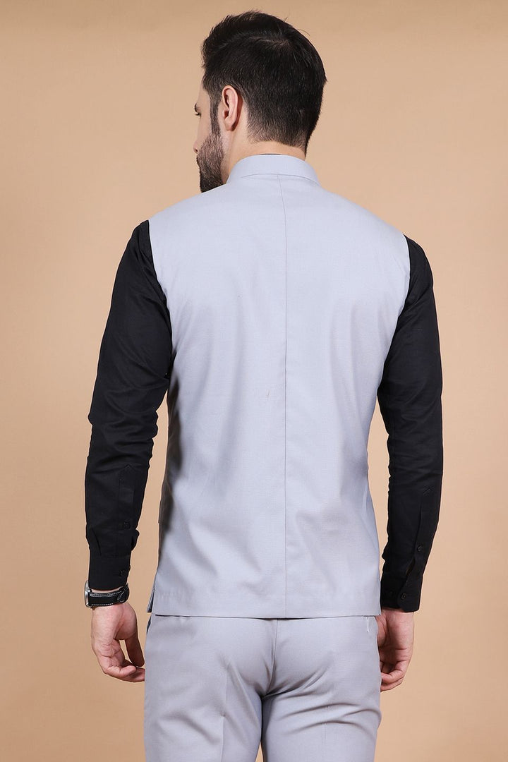 Polyester Cotton Grey Vest and Trouser Set
