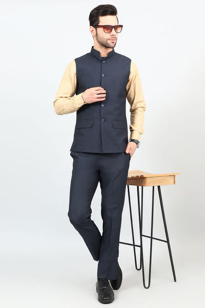 Polyester Cotton Blue 1 Vest and Trouser Set
