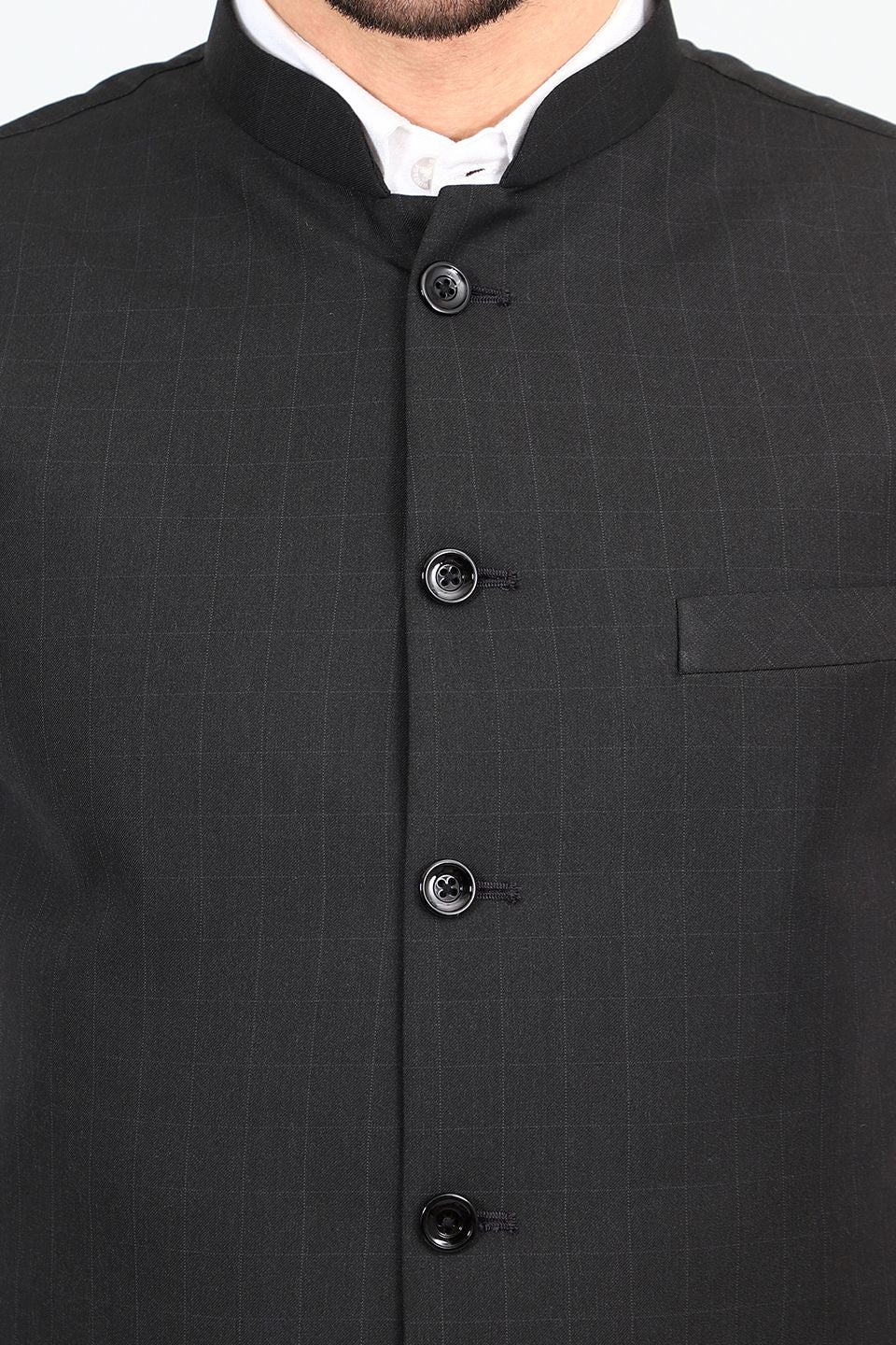 Poly Viscose Black Vest and Trouser Set
