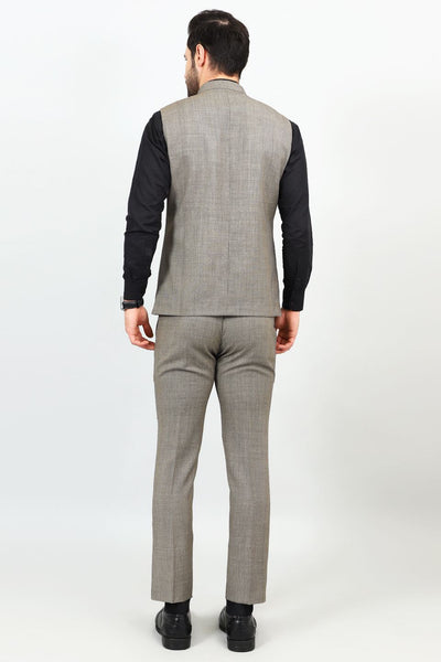 Poly Viscose Grey Vest and Trouser Set