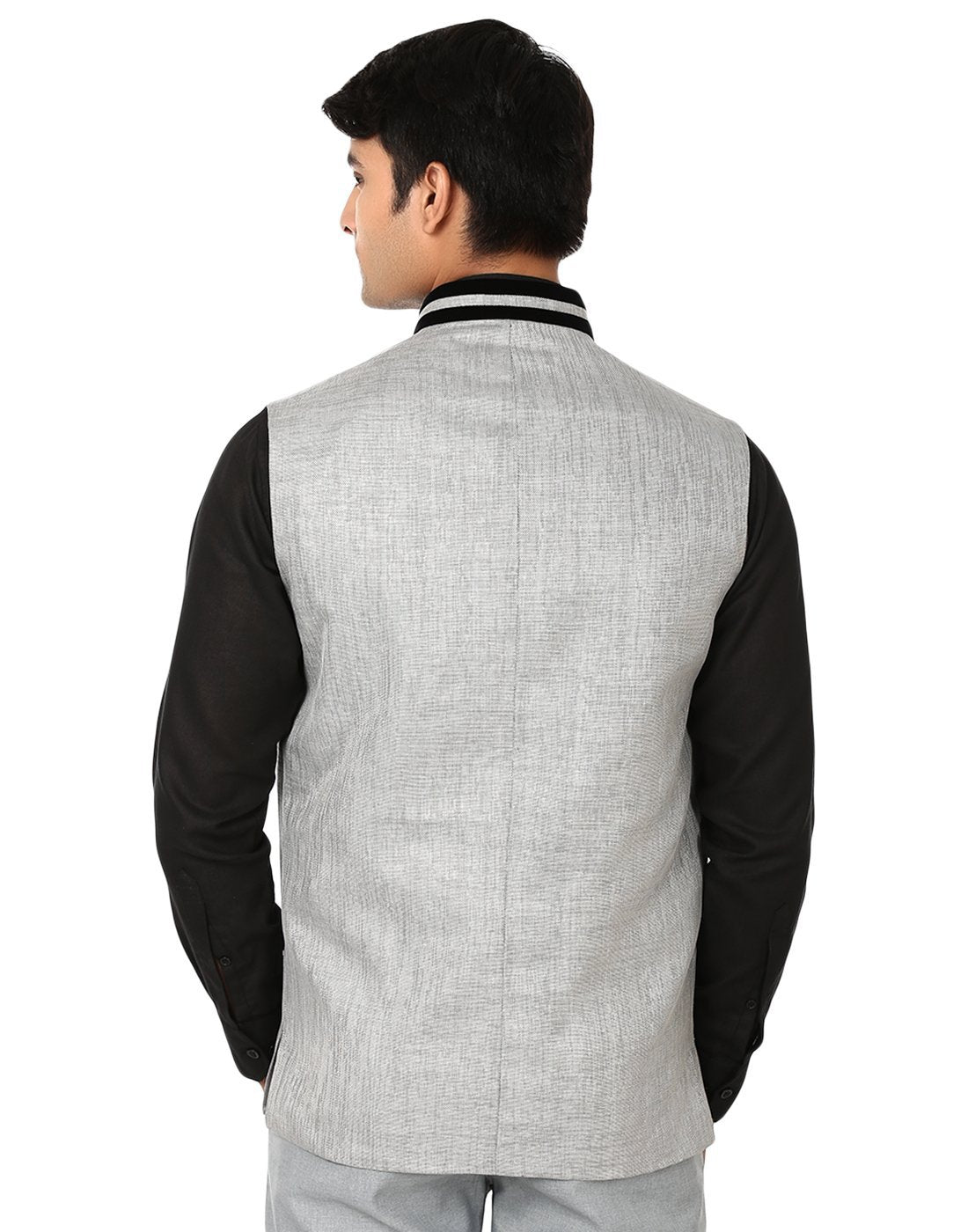 Rayon Cotton Silver Nehru Jacket